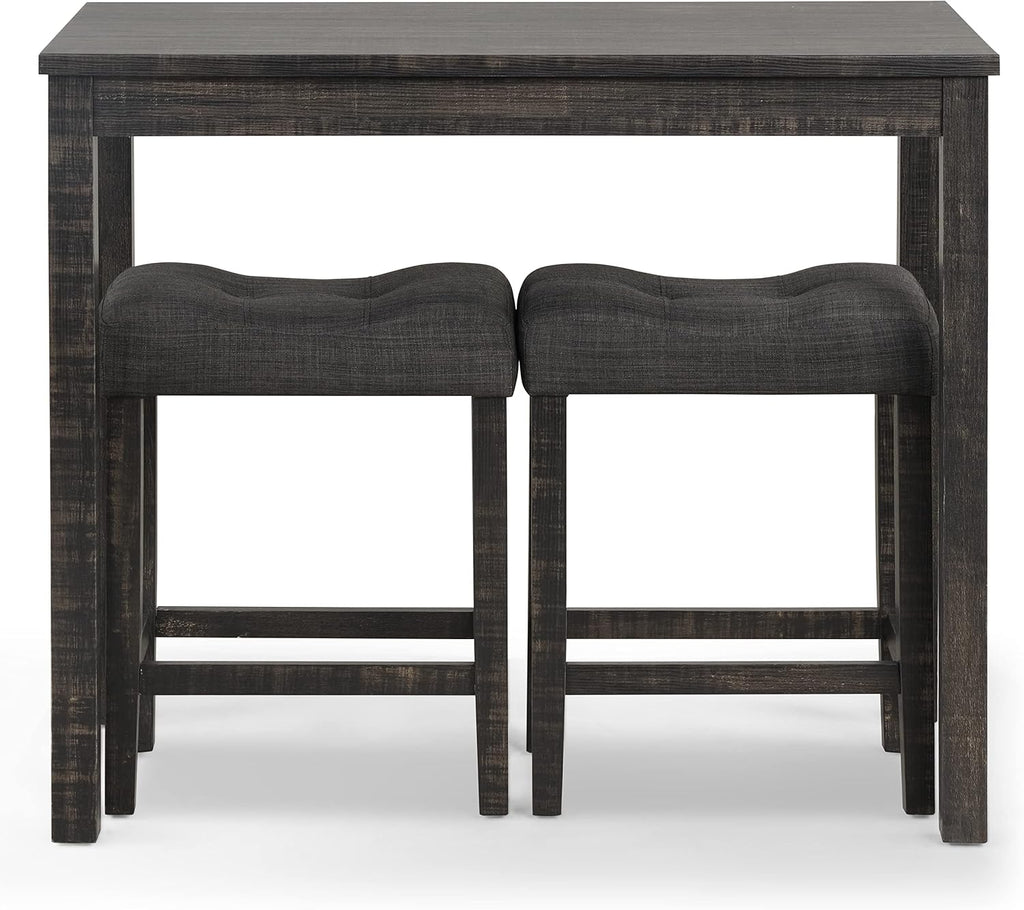 Roundhill Furniture Sora Wood 3-Piece Counter Height Dining Set, Grey,Grey