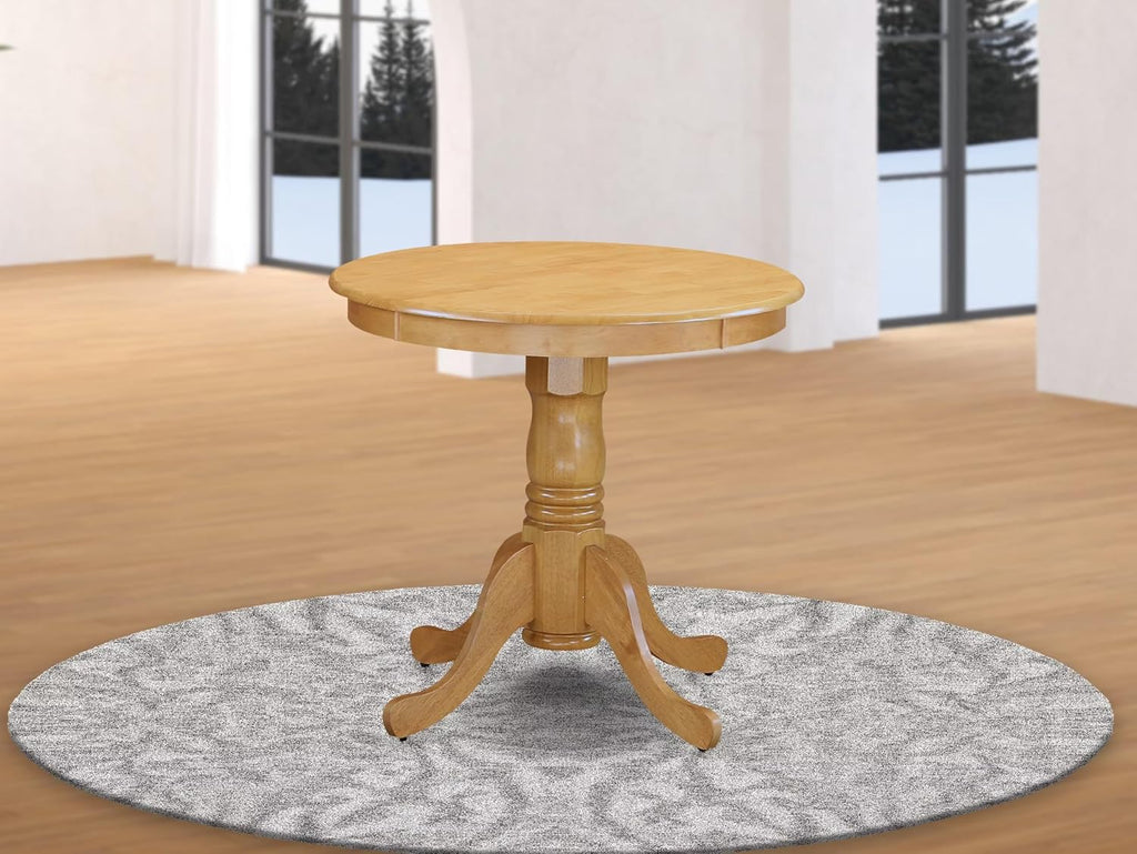 East West Furniture EMT-OAK-TP Eden Dining Room Table - a Round kitchen Table Top with Pedestal Base, 30x30 Inch, Oak