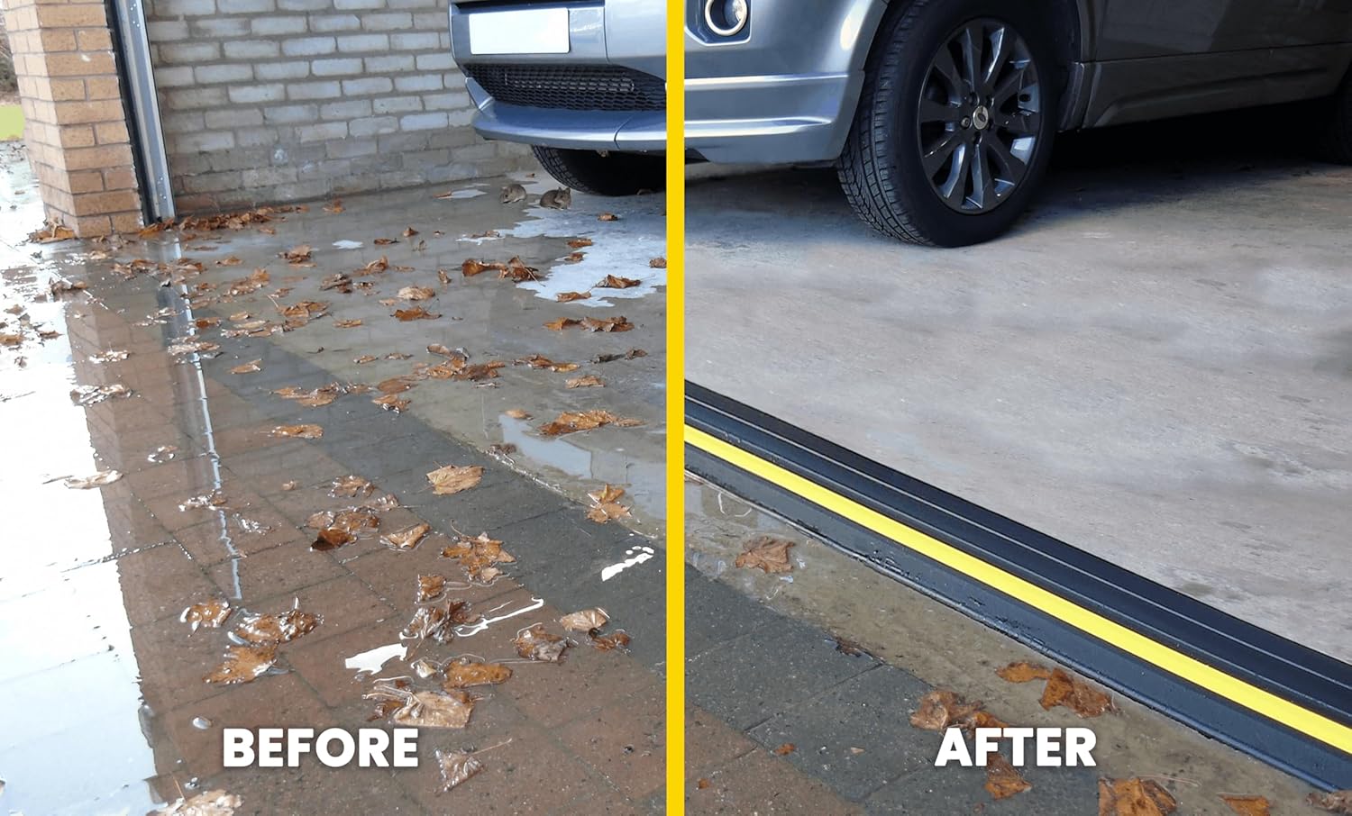 2' High Garage Door Flood Barrier Threshold Seal Kit 'GARADAM' (10'3') | Flexible PVC | Complete Kit Includes 2 Adhesives | GaraDry