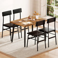 IDEALHOSUE Dining Table Set for 4, 5 Piece Kitchen Table Set with 4 Upholstered Chairs, Breakfast Table for Samll Space, Dining Room, Apartment, Restaurant, Rustic Brown