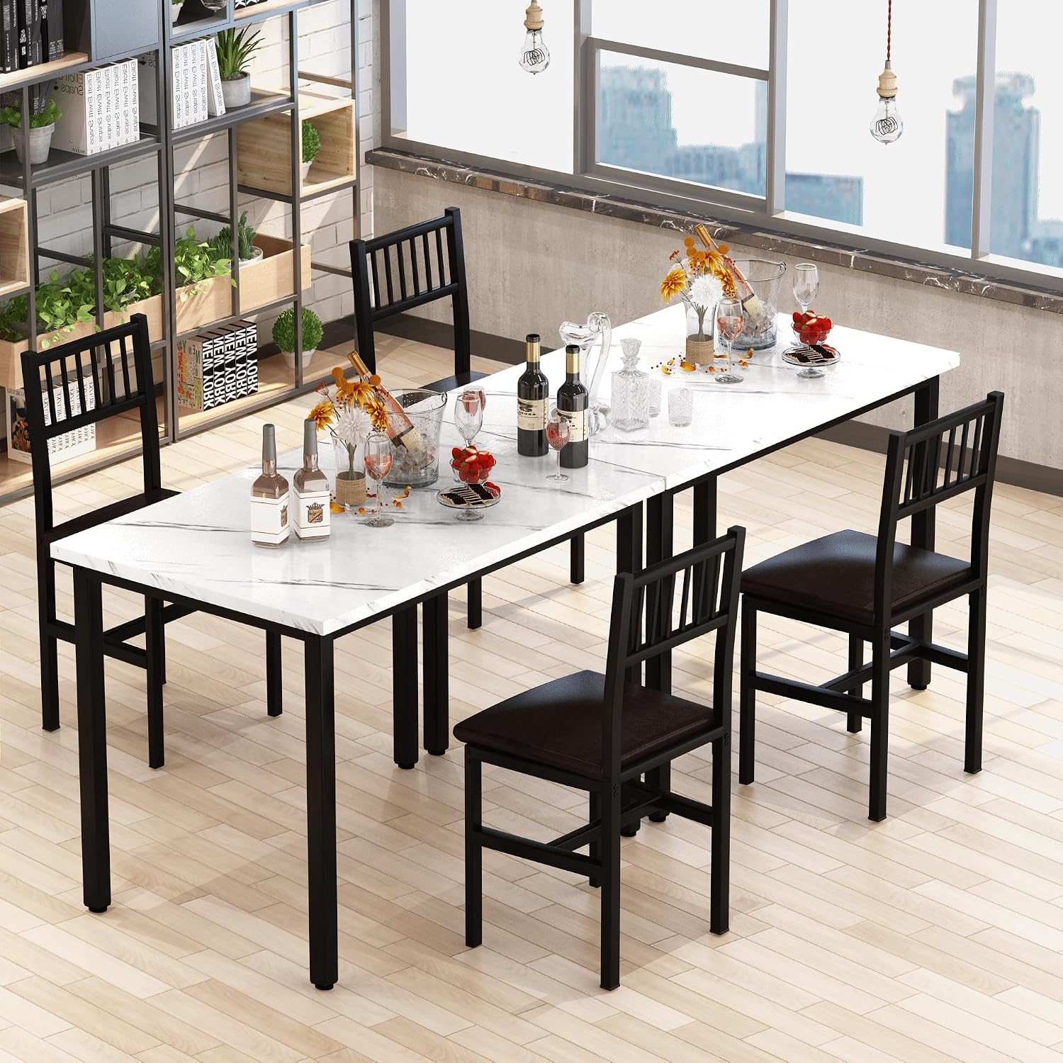 AWQM 3 Piece Dining Table Set for 2, Small Kitchen Table Set for 2 with Chairs,Wood Breakfast Nook Table and Chairs Set of 2,Dinette Set for Small Space,Dining Room,Apartment, White