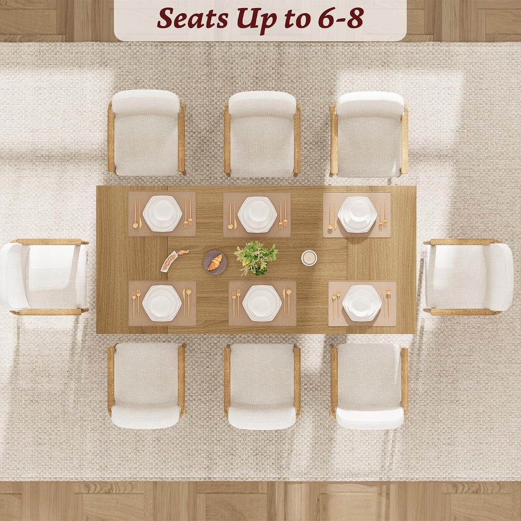 Garvee 71' Large Dining Table for 6 to 8 People, Modern Dinner Table with Unique Wooden Legs, Rectangle Dining Table for Kitchen, Dining Room & Living Room, Oak