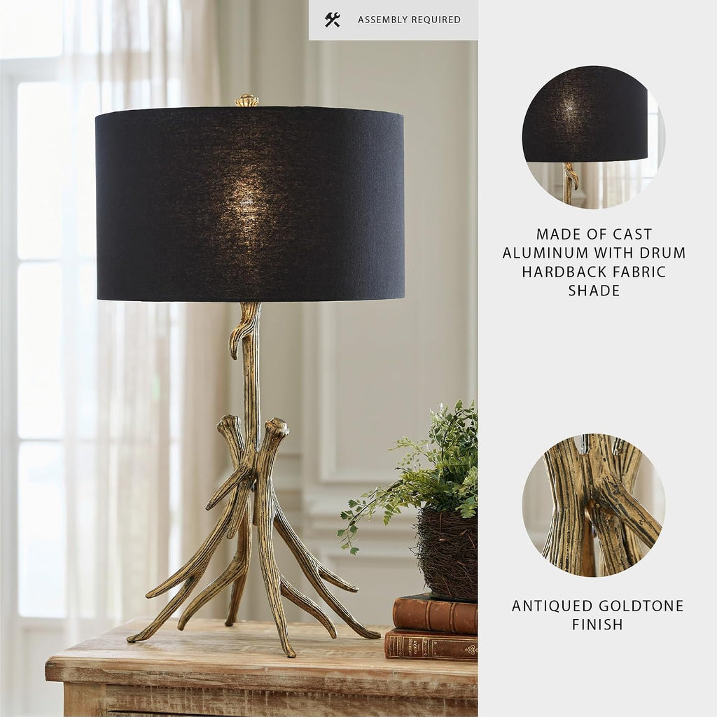Signature Design by Ashley Josney Rustic Cast Aluminum Root Table Lamp with 3-Way Switch, Metallic & White