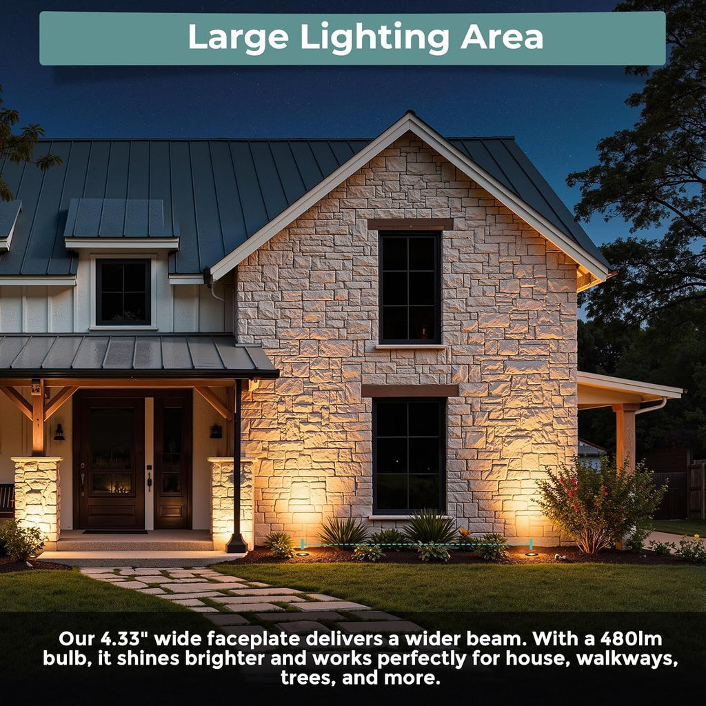 Gardencoin Low Voltage Landscape LED Well Lights, 12V in Ground Lights Outdoor IP67 Waterproof, 5' Tall Wired Landscape Up Lighting, Included Replaceable 5W 2700K MR16 Bulb Dimmable, 12 Pack