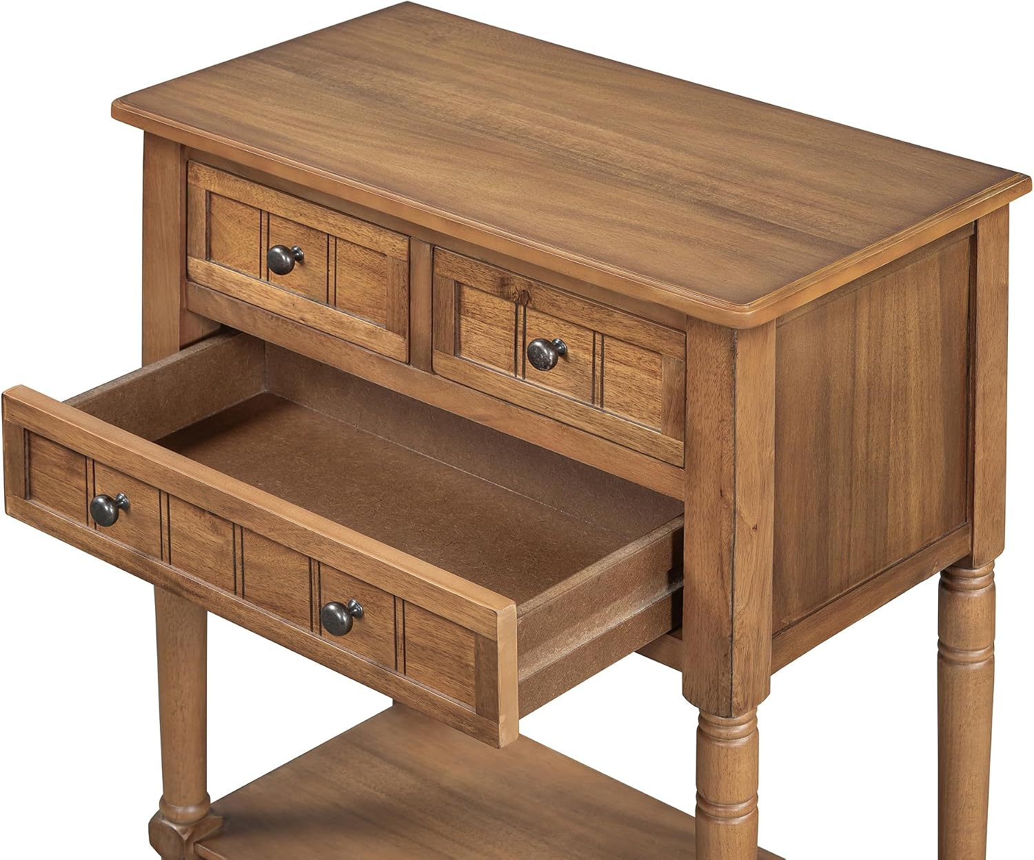 LKTART Small Solid Wood Sofa Table,Console Table with Drawers and Bottom Shelf, Entryway Hallway Foyer Entry Table for Living Room(23.7' Natural)