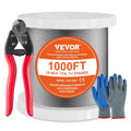 VEVOR 1/8 Stainless Steel Cable, 1000 FT 316 Cable Railing Kit with Cutter and Gloves, 1600 lbs Breaking Strength, 7x7 Strands Marine Aircraft Cable for Handrail Stair Decking Fence Outdoors