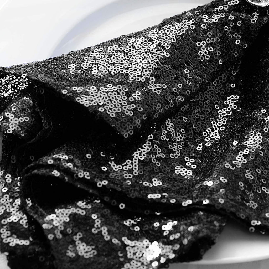 50 pcs 20-Inch Black Sequins Napkins - for Wedding Party Restaurant Holiday Dinner