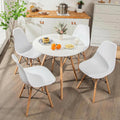 Tangkula Round Dining Table Set for 4, Modern Circle Kitchen Table & 4 Chairs with Ergonomic Seats and Solid Wood Legs, 5-Piece Dining Room Set for Small Spaces, Kitchen, Living Room