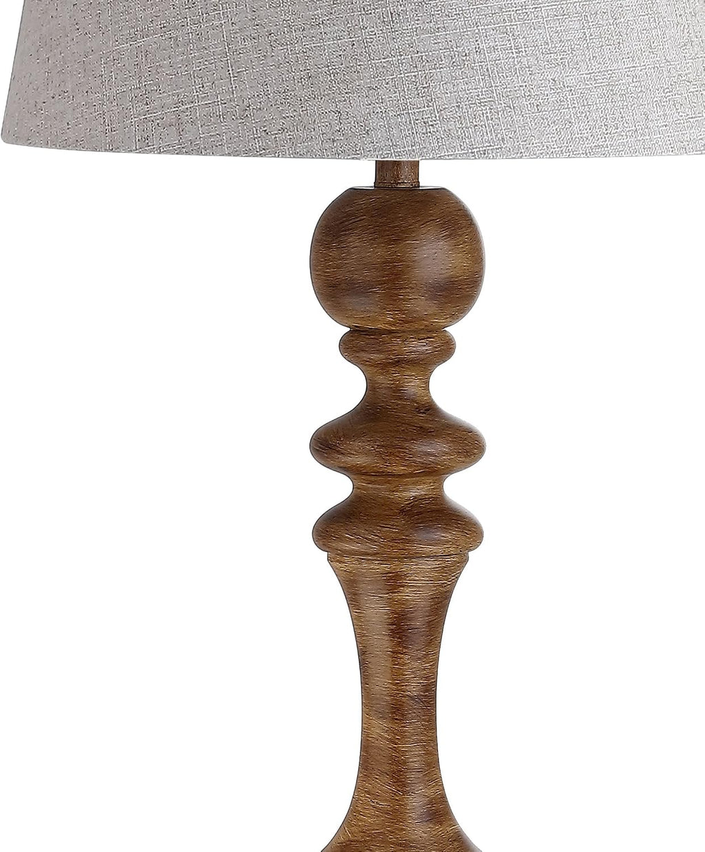 JONATHAN Y 67' Brown Spindled Resin LED Floor Lamp, Rustic Farmhouse Faux Bois Standing Lamp, Gray Linen Drum Shade for Living Room, Bedroom, LED Bulb Included, UL Listed JYL3000A