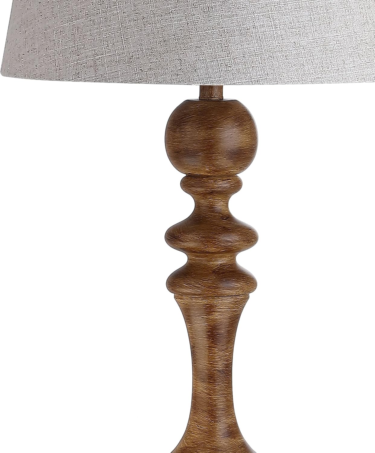 JONATHAN Y 67' Brown Spindled Resin LED Floor Lamp, Rustic Farmhouse Faux Bois Standing Lamp, Gray Linen Drum Shade for Living Room, Bedroom, LED Bulb Included, UL Listed JYL3000A