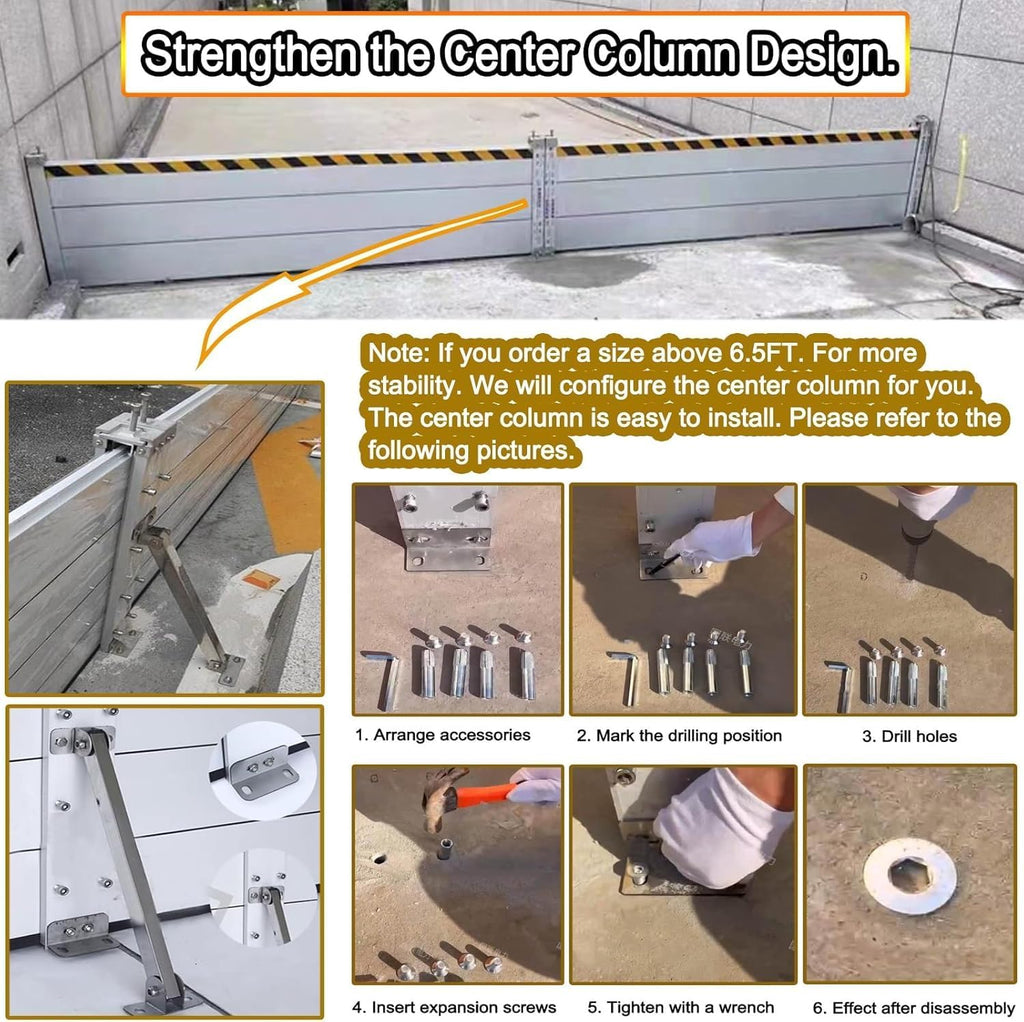 Garage Door Flood Barrier Threshold, Detachable Aluminum Shield Door Water Stopper Barrier for Basement Front Door Gates Sliding Door(H 1.3ft(40cm),3ft(90cm))