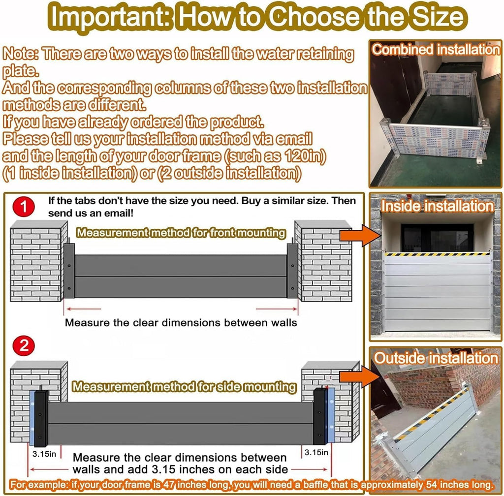 Reusable Heavy Duty Flood Barrier Door Outside, Commercial Aluminum Water Dams for Garage Door Threshold Outdoor Driveway & Mall Owners, Customizable Anti-Flood Board(Size:L2ft,Color:H 3.2ft/39in)