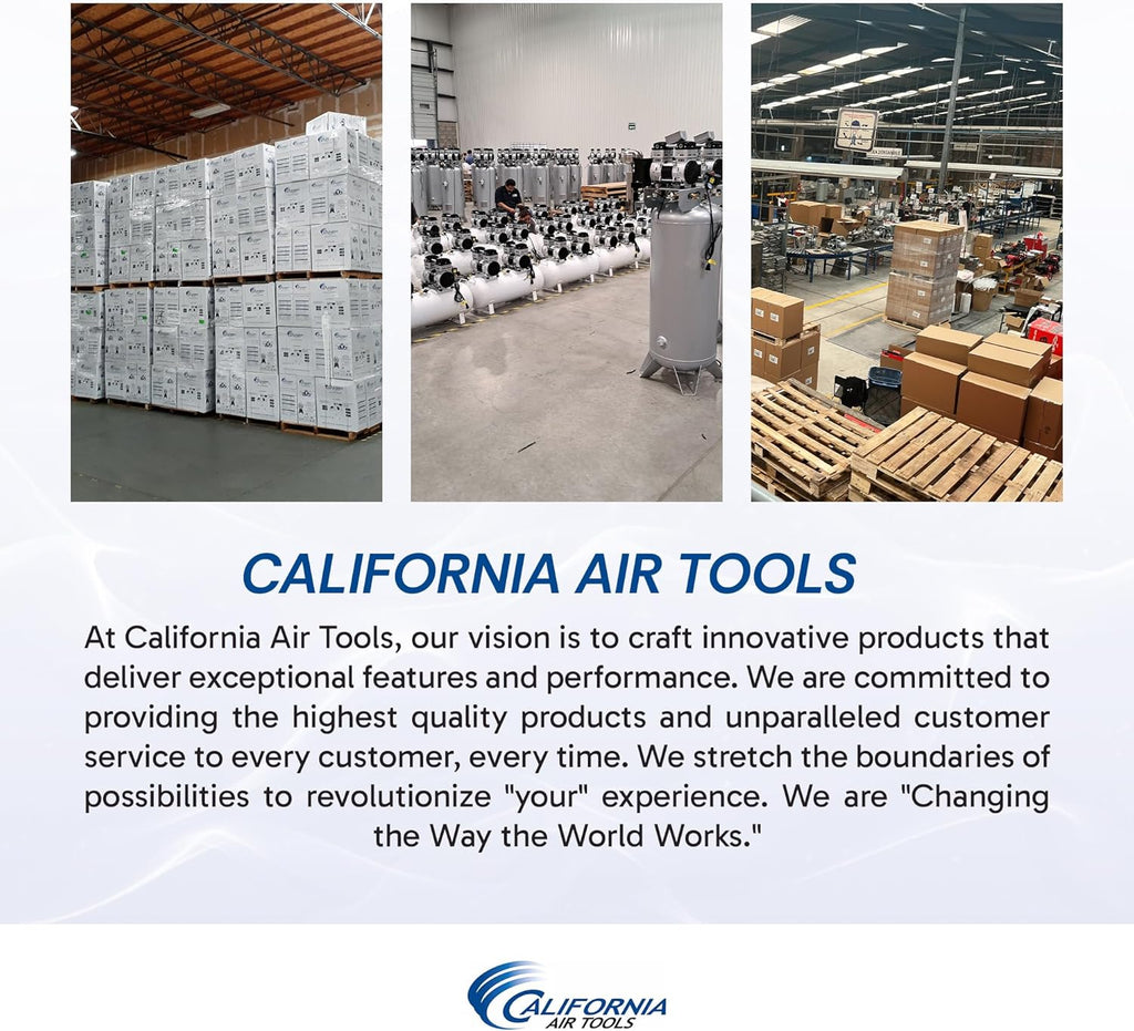 California Air Tools 2010A 1.0 HP Ultra Quiet and Oil-Free Air Compressor, 2 Gallon Aluminum Tank, 60 dBA Noise Level, Silver