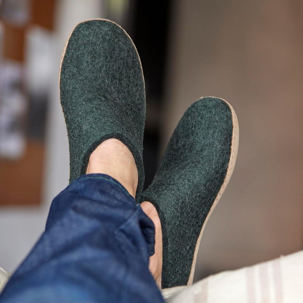 Glerups 100% quality wool mix Slipper with leather sole - Unisex Slip-on