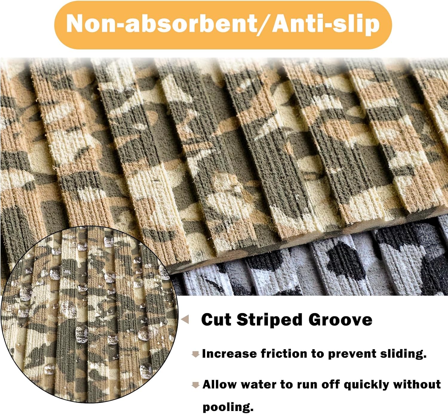 Boat Flooring EVA Foam Boat Decking Camo 94'x45'/35'/23' Non-Slip Boat Mat Self-Adhesive Foam Boat Deck Flooring Carpet Mat Rolls for Kayak Deck Boat Yacht Flooring Motorboat