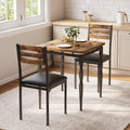 GarveeHome Dining Table Set for 2, Dining Table and Chairs Set of 2, 3 Piece Dining Table Set with Spiral Table Legs for Small Spaces, Kitchen, Apartment, Brown