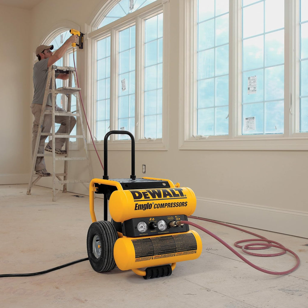 DEWALT D55154 1.1 HP Continuous 4 Gal Electric Wheeled Dolly-Style Air Compressor with Panel