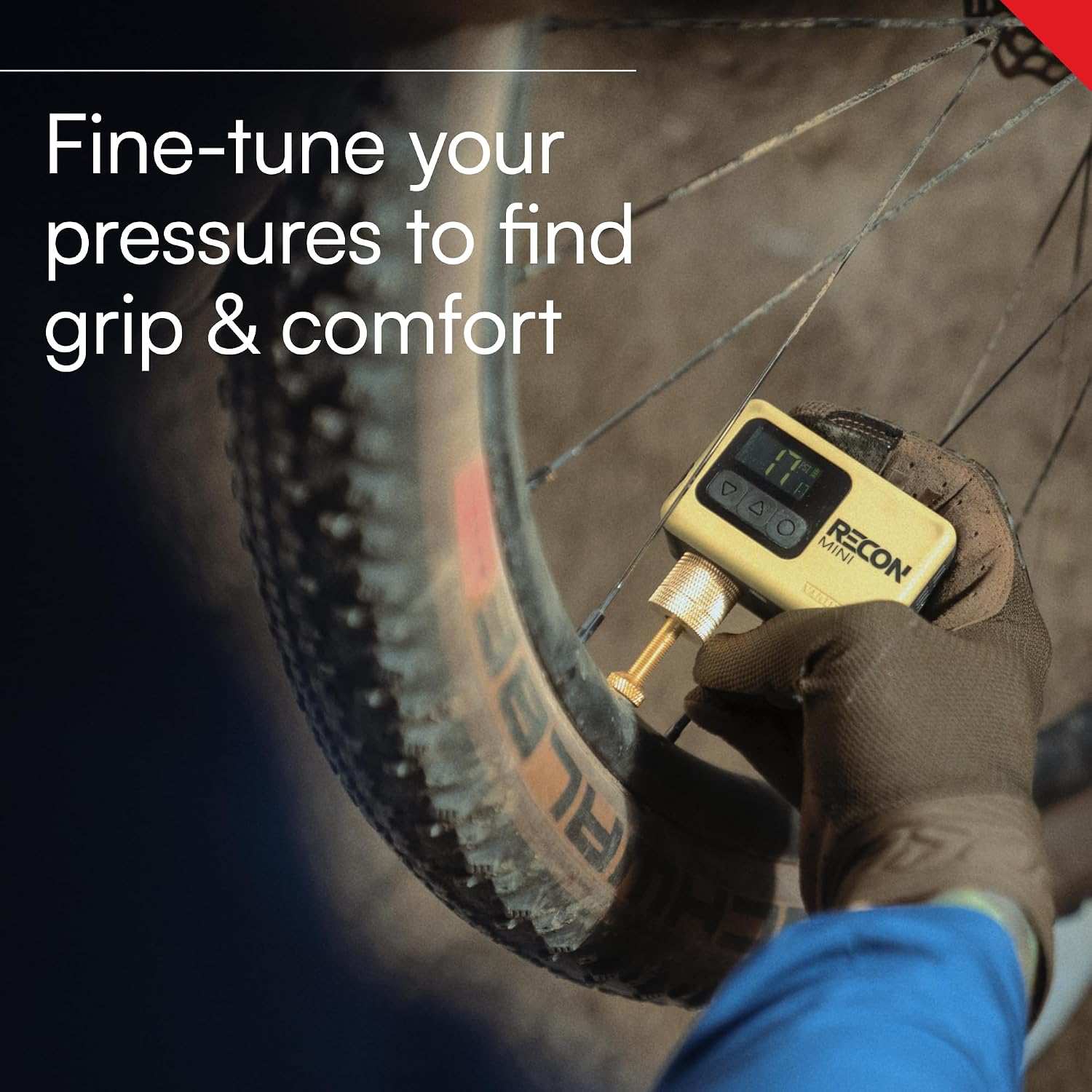 VIAIR Recon Mini - Premium Portable Air Compressor For Cyclists - Digital Tire Pressure Gauge with 120 PSI - For Road, Gravel & Mountain Bike Tires - Brushless Motor, Lithium Batteries & Presta Head