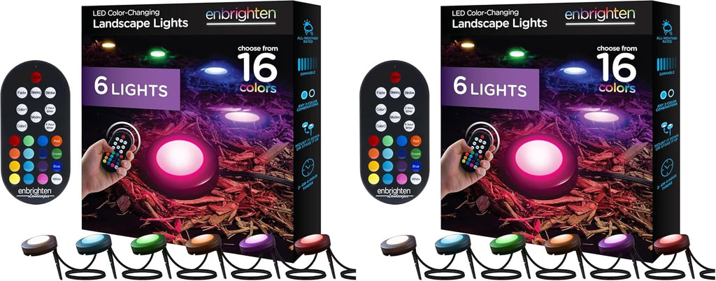 Enbrighten LED Ground Lights Outdoor 40ft | Color Changing | Remote Control | Path Lighting | Pack of 2