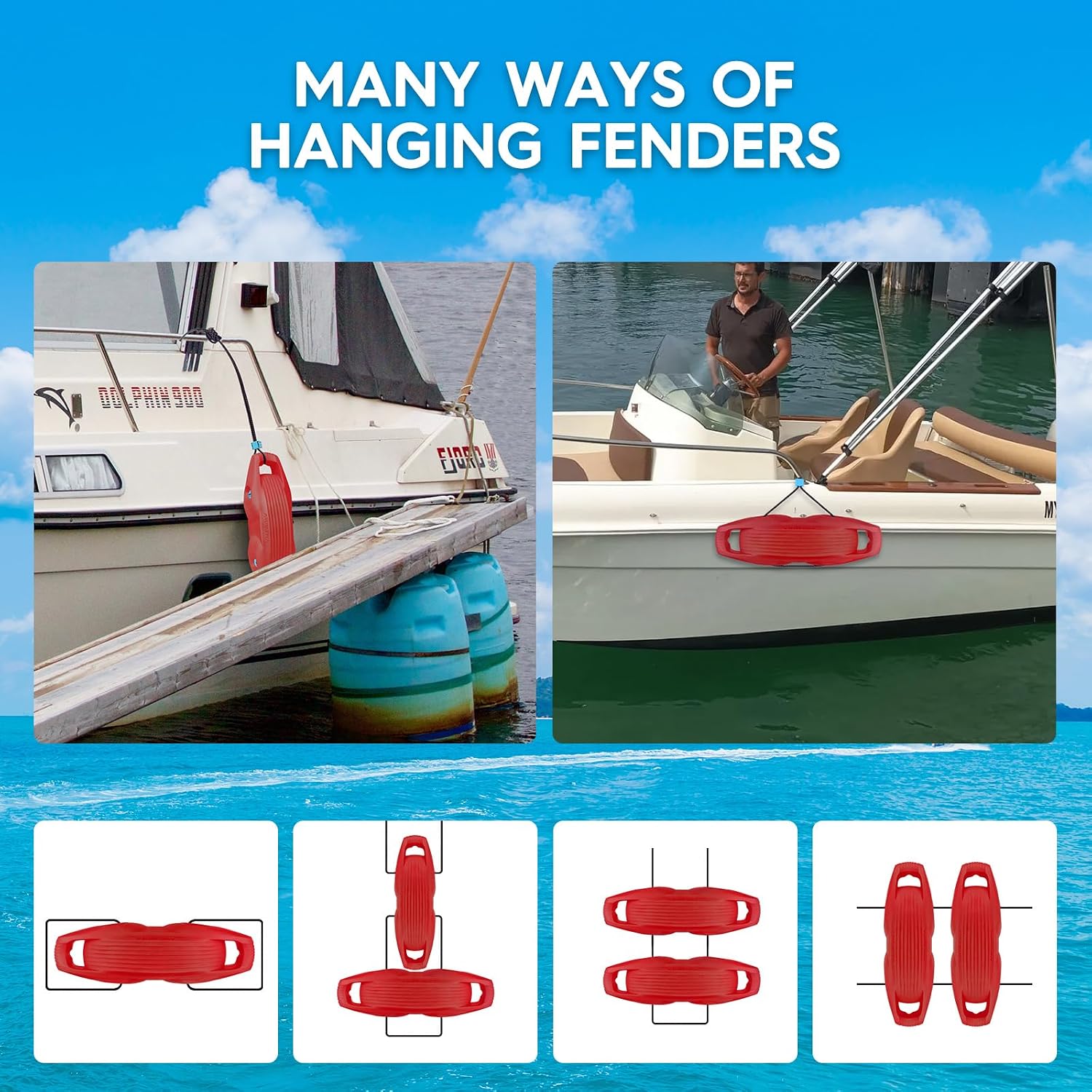 AWEMUFA Boat Fenders Easy to Install Bumper for Docking Ideal Fender for Pontoon, Bass, Jet Ski and Fishing Boats