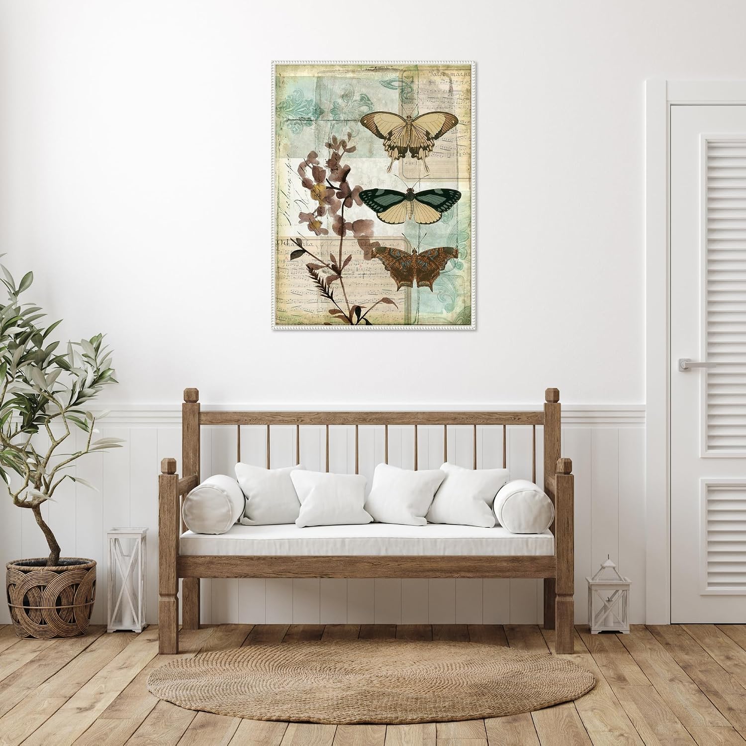 Amanti Art Framed Canvas Wall Art 42x32 Music Box Butterflies II by Jennifer Goldberger, Framed Wall Art Canvas, Animals Artwork, Traditional Decor, Oversize Poster Painting for Living Room, Bedroom,