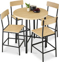 Best Choice Products 5-Piece Modern Round Counter Height Dining Set for Home Kitchen, Dining Room w/ 4 Chairs, 1.5in Thick Table - Natural