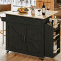 IRONCK Kitchen Island Cart with Storage, Rolling Kitchen Table with Power Outlet, Storage Cabinets on Wheels with Drop Leaf, Portable for Dining Room, Black