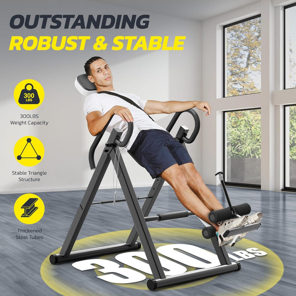 YOLEO Gravity Inversion Table for Back Pain Relief 2026 New Inversion Table w/Lumbar Support Easy to Assemble Back Stretcher Machine 300 lbs