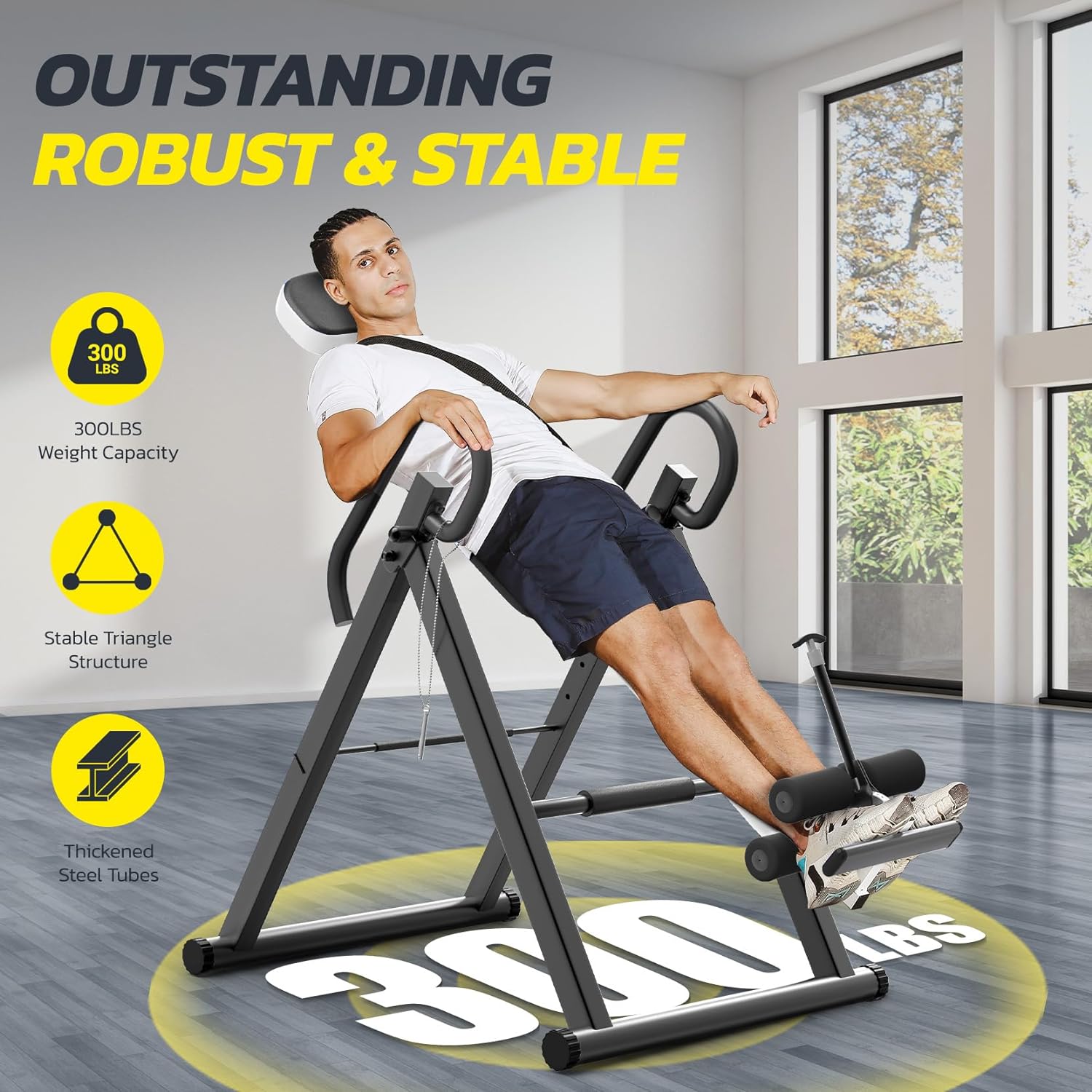 YOLEO Gravity Inversion Table for Back Pain Relief 2026 New Inversion Table w/Lumbar Support Easy to Assemble Back Stretcher Machine 300 lbs