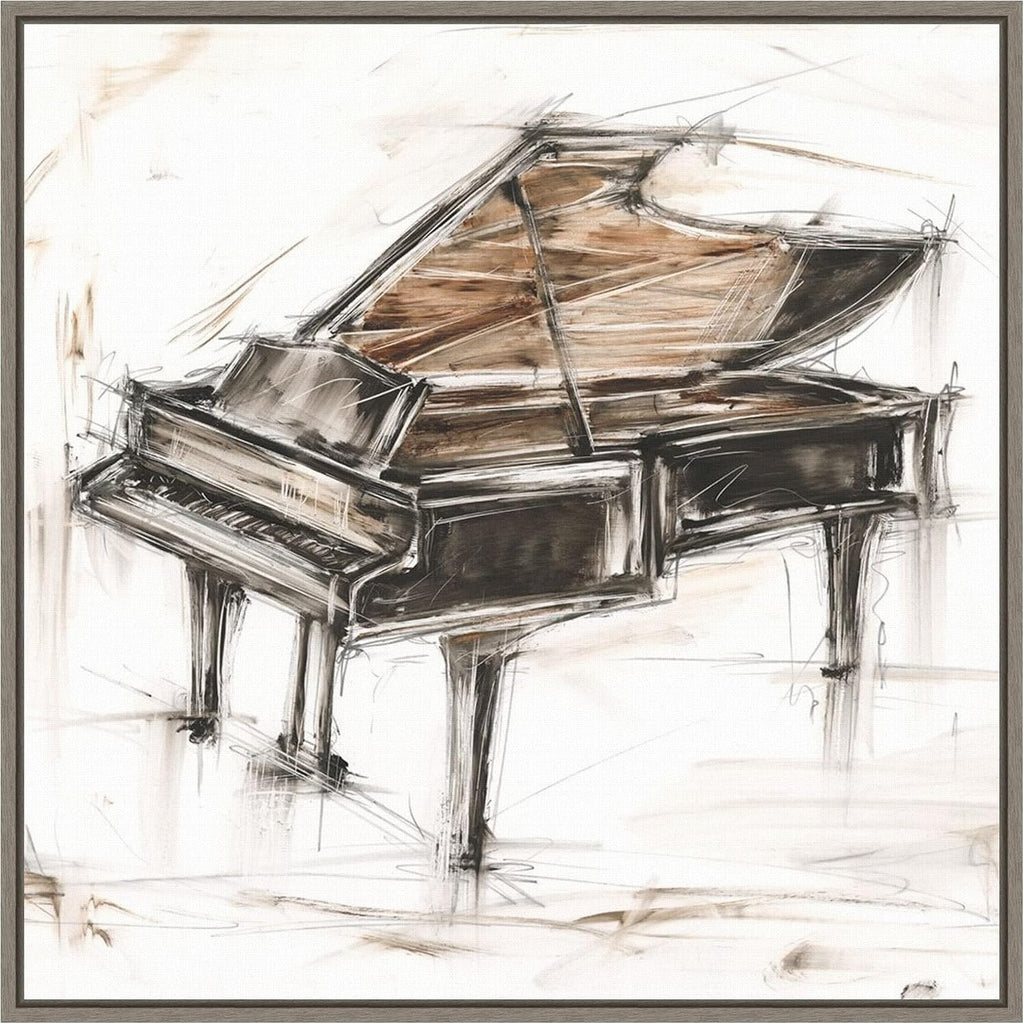Amanti Art Framed Canvas Wall Art 22x22 Grand Piano Study by Ethan Harper, Framed Wall Art Canvas, Music Artwork, Country Rustic Decor, Medium Poster Painting for Living Room, Bedroom, Bathroom,