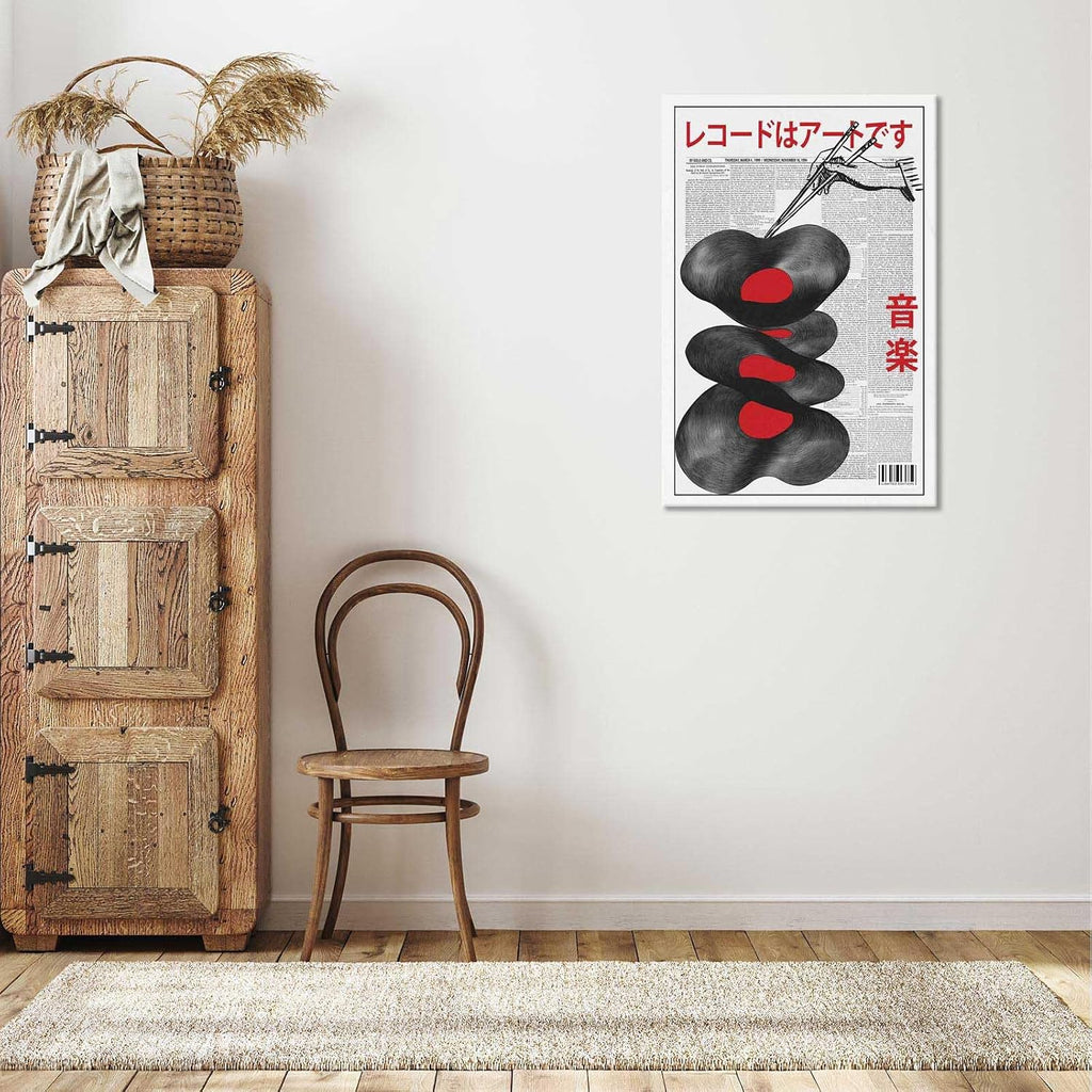 Funky Japanese Vintage Music Album Canvas Poster Retro Album Canvas Wall Art Funny Trend Fashion Japanese Music Album Art Print For Home Bedroom Dorm Wall Decor 24x36in Wooden Frame
