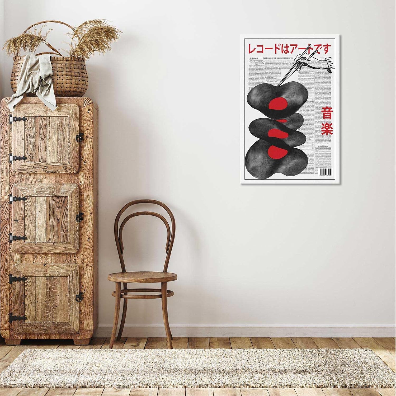 Funky Japanese Vintage Music Album Canvas Poster Retro Album Canvas Wall Art Funny Trend Fashion Japanese Music Album Art Print For Home Bedroom Dorm Wall Decor 24x36in Wooden Frame