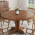 IDEALHOUSE Round Dining Table for 4, 47 Inches Dining Room Table with Wooden Base, Circle Kitchen Dinner Table for Dining Room, Kitchen, Living Room (Table Only), Walnut