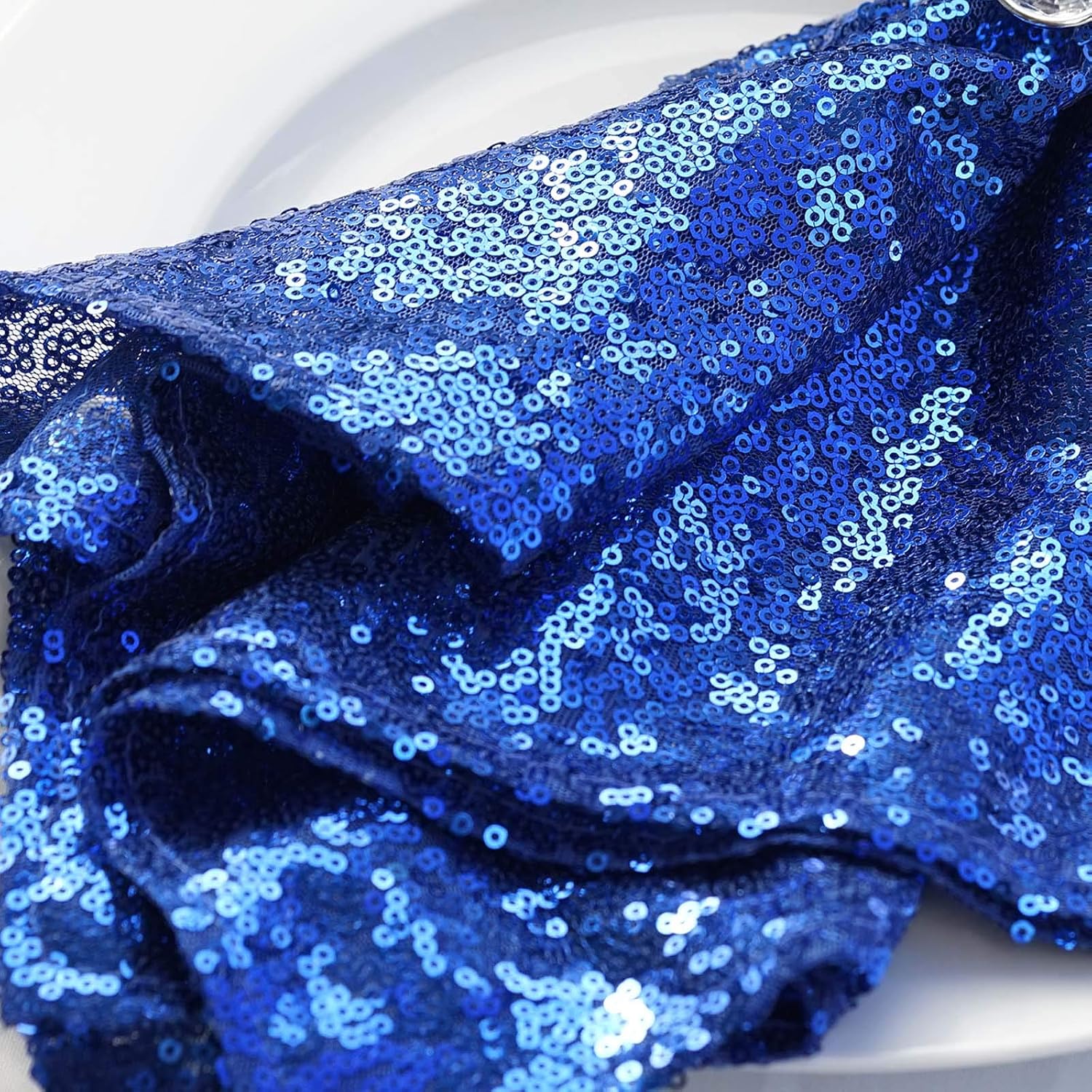 50 pcs 20-Inch Royal Blue Sequins Napkins - for Wedding Party Restaurant Holiday Dinner