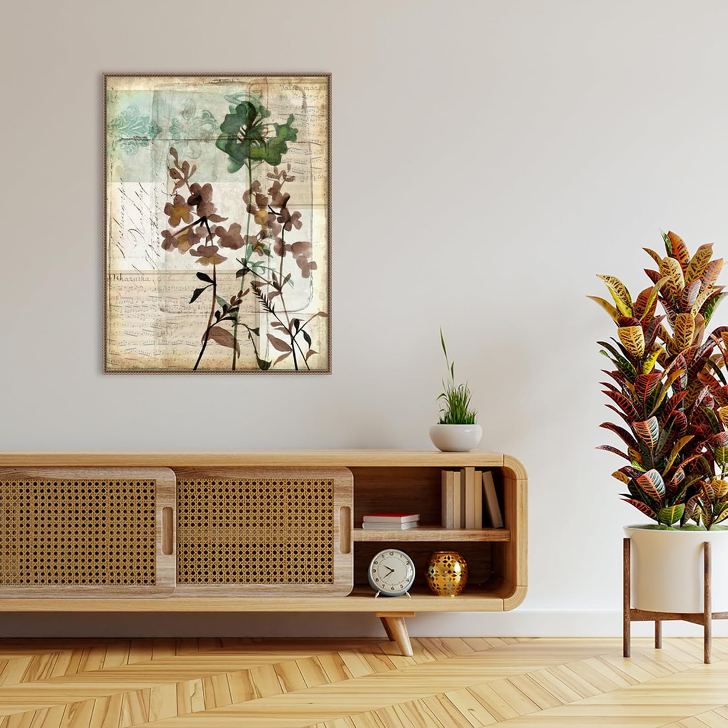 Amanti Art Framed Canvas Wall Art 42x32 Music Box Floral II by Jennifer Goldberger, Framed Wall Art Canvas, Flowers Artwork, Traditional Decor, Oversize Poster Painting for Living Room, Bedroom,