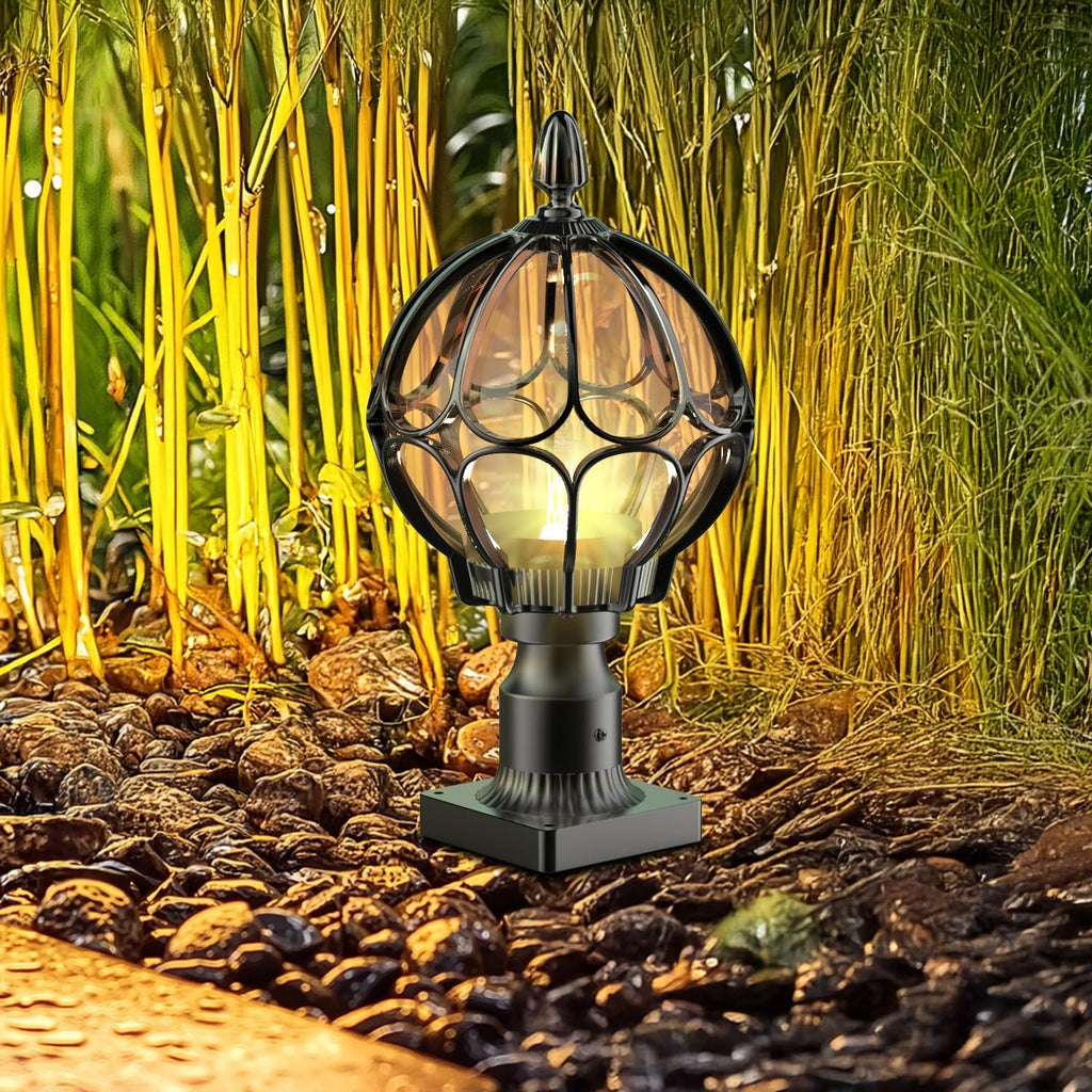 Outdoor Post Lights,Outdoor Column Lights,Deck Lights,Post Cap Lights,lamp Post Light,with E26 IP54 Waterproof,Hard Wired Fence Post Lights,Modern Light Fixture (Black, Large)