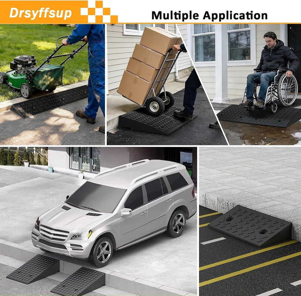 Threshold Ramp for Doorways, 2'/3.9'/4.7'/5.5' Rise Heavy Duty Rubber Driveway Curb Ramps/Kerb Ramp for Wheelchair, Car, Truck, Motorcycle, 2-Pack(50x32x10cm/19.7x12.6x3.9)