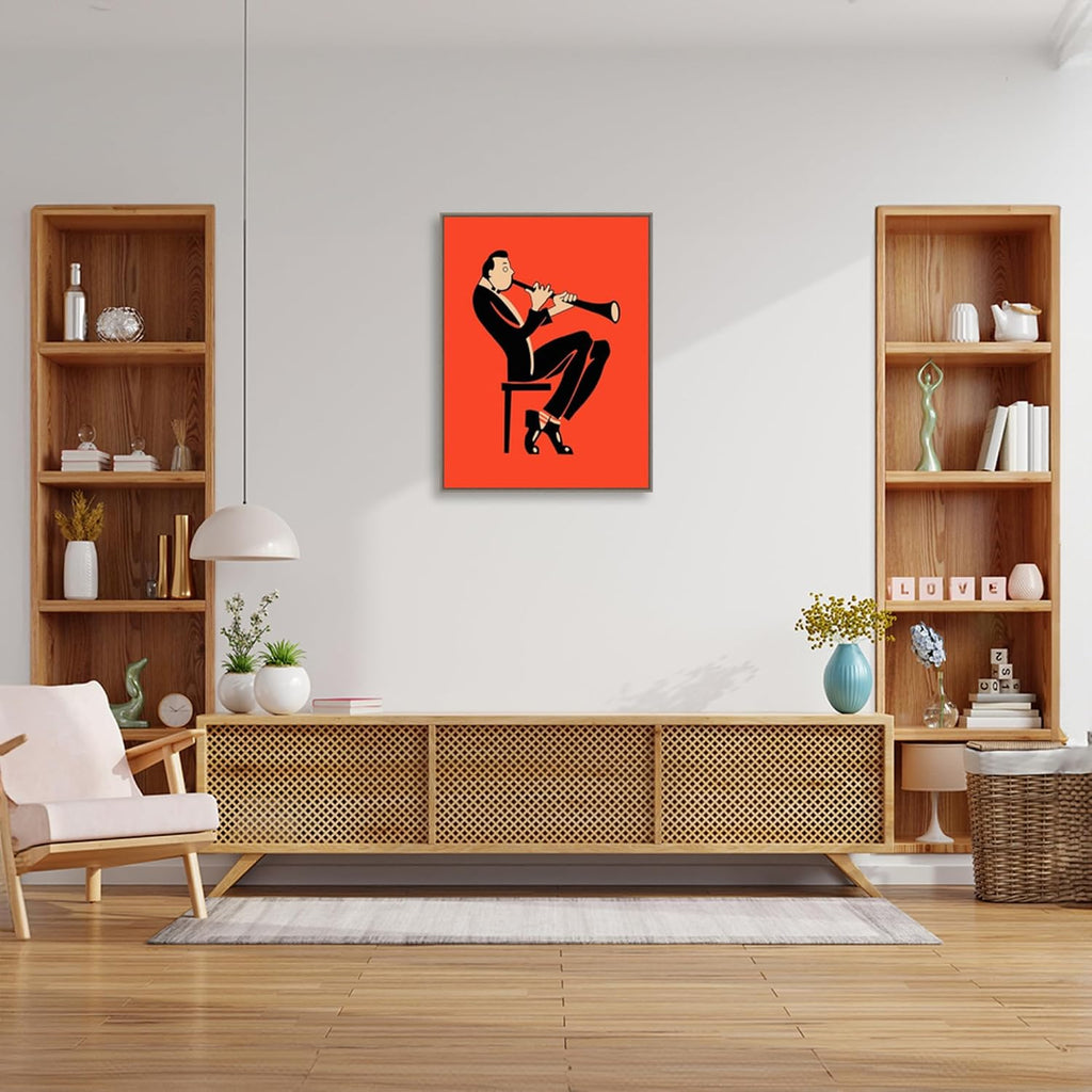Amanti Art Framed Canvas Wall Art 30x23 The Clarinet by Mark Rogan, Framed Wall Art Canvas, Music Artwork, Country Rustic Decor, Large Poster Painting for Living Room, Bedroom, Bathroom, Kitchen,