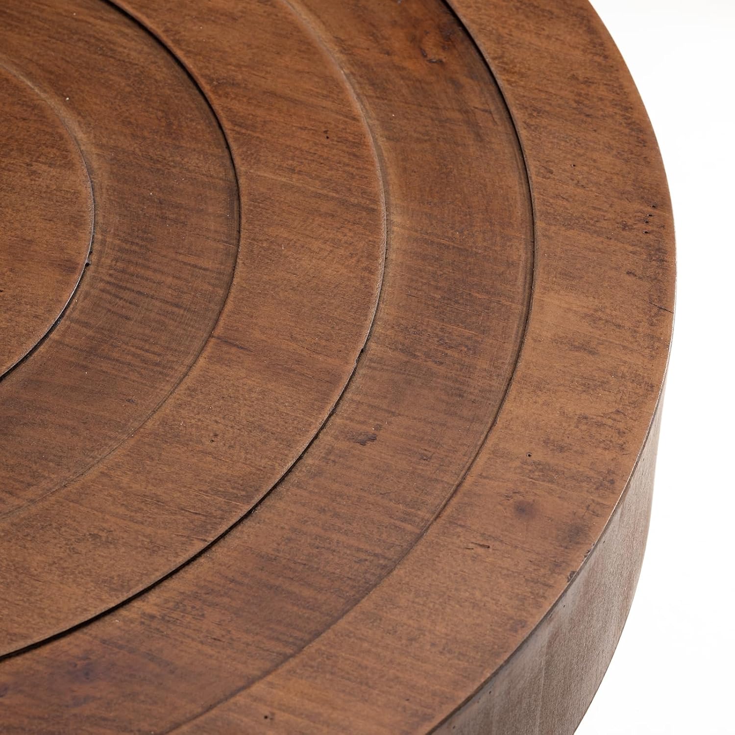 SUNBURY Round Coffee Table, Nesting Tables with Concentric Circle Pattern, Mid Century Modern Coffee Table Set for Living Room Bedroom, 31.5'x16' and 21.8'x20'