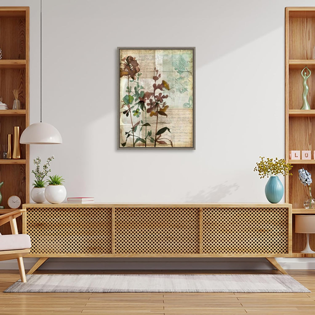Amanti Art Framed Canvas Wall Art 30x23 Music Box Floral I by Jennifer Goldberger, Framed Wall Art Canvas, Flowers Artwork, Country Rustic Decor, Large Poster Painting for Living Room, Bedroom,
