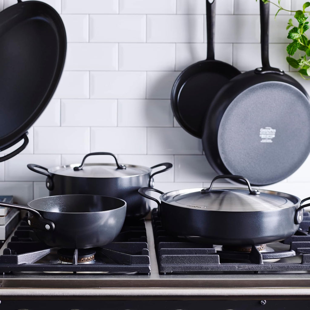 GreenPan Craft Healthy Ceramic Non-Stick Oval Fish Pan, 40 cm x 25 cm, PFAS-Free, Metal Safe, Cast Stainless Steel Handles, Induction Suitable, Oven Safe, Black