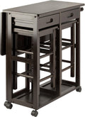 Winsome Suzanne Kitchen Table Set with Stools, 33' in Coffee, Convenient Sturdy Mobile Kitchen & Dining Room Table & Chairs with Storage for Small Spaces, Dorms, Apartments