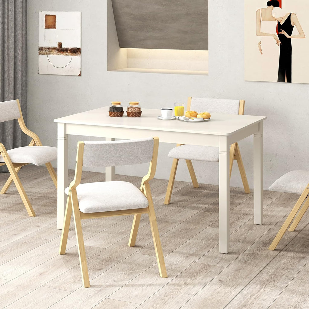 Giantex Dining Table for 4 People, 48' x 29' Kitchen Table with Wood Legs, Rectangular Dinner Table for Small Space, Apartment, Living Room, Dinette Table, Load 330 Lbs, Dining Room Table (White)