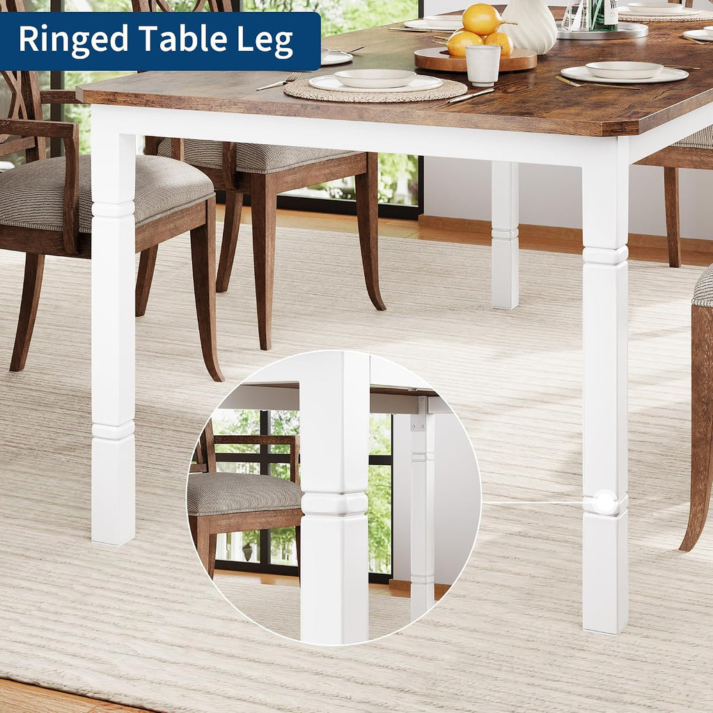 Garvee 78 in Large Industrial Dining Table for 6-8, Kitchen Table with Heavy Duty Metal Legs, Wood Desk with Chamfer Corner for Dining Room, Kitchen, Living Room, Easy Assembly