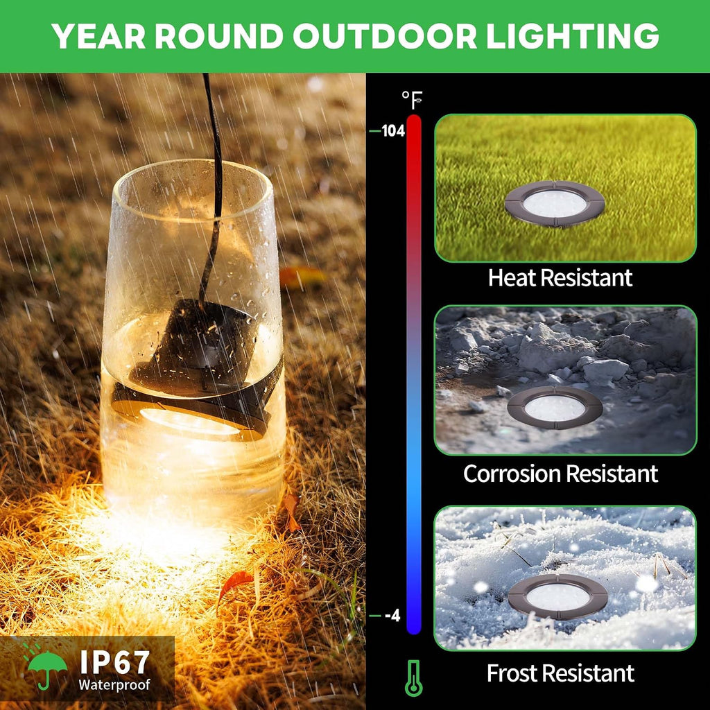 Landscape Well Light, LED Low Voltage In Ground Lights, IP67 Waterproof 12V Outdoor, Bright 6W 580LM Aluminum ORB for Sidewalk Driveway 6 Pack