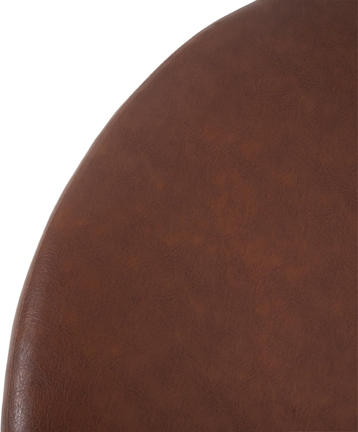 Christopher Knight Home GAVI 30' Ottoman Foot Stool, Faux Leather Pouf Footstool Ottoman Seat, Upholstered Foot Chair, Round Footrest, Modern Side Table for Living Room Bedroom Home Decor, Brown
