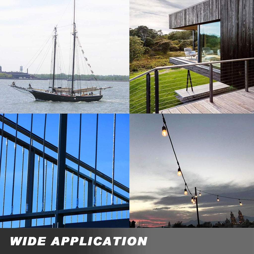 1000FT 1/8' T316 Stainless Steel Cable with Aircraft Cable for Deck Railing, Stainless Steel Wire Rope, 1 x 19 Strands Construction for DIY Balustrade
