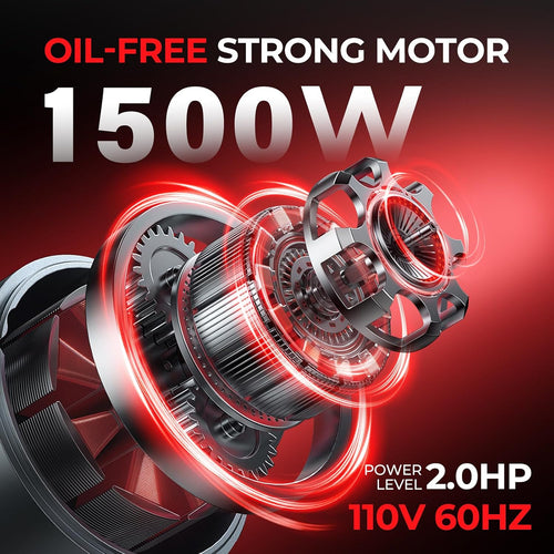 10 Gallon Ultra Quiet Air Compressor with Two Quick Couplers, 2HP MAX 115PSI Oil-Free Air Compressor Steel Tanks, 70dB Air Compressor with Wheels for Spray Painting, Auto Repair, Woodwork Nailing