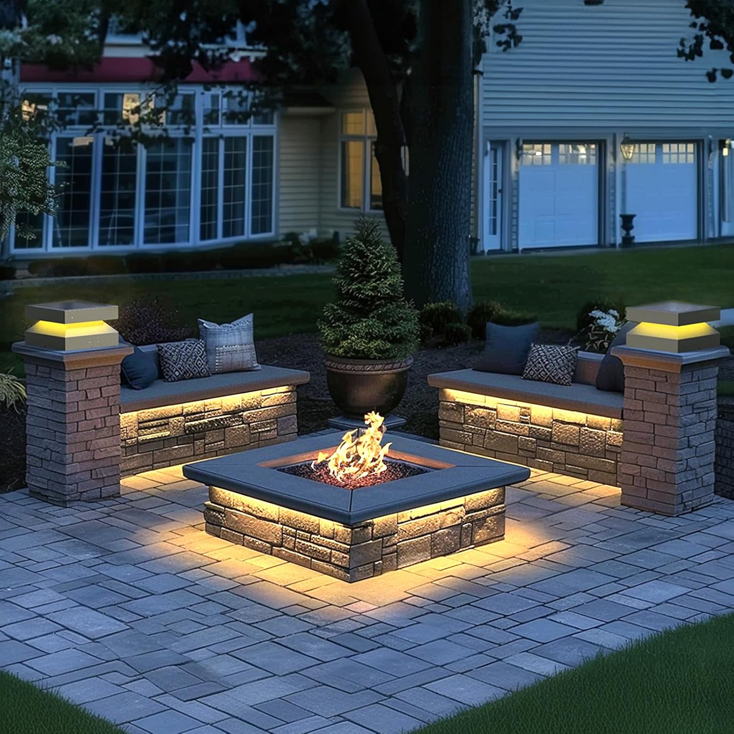 Outdoor Post Lights 10X10 in,Outdoor Column Lights,Outdoor lamp Post,Hard Wired Light,Deck Decorations Outdoor,Modern Post Light for Landscape Garden Access Deck Garden Patio Wall Columns IP54