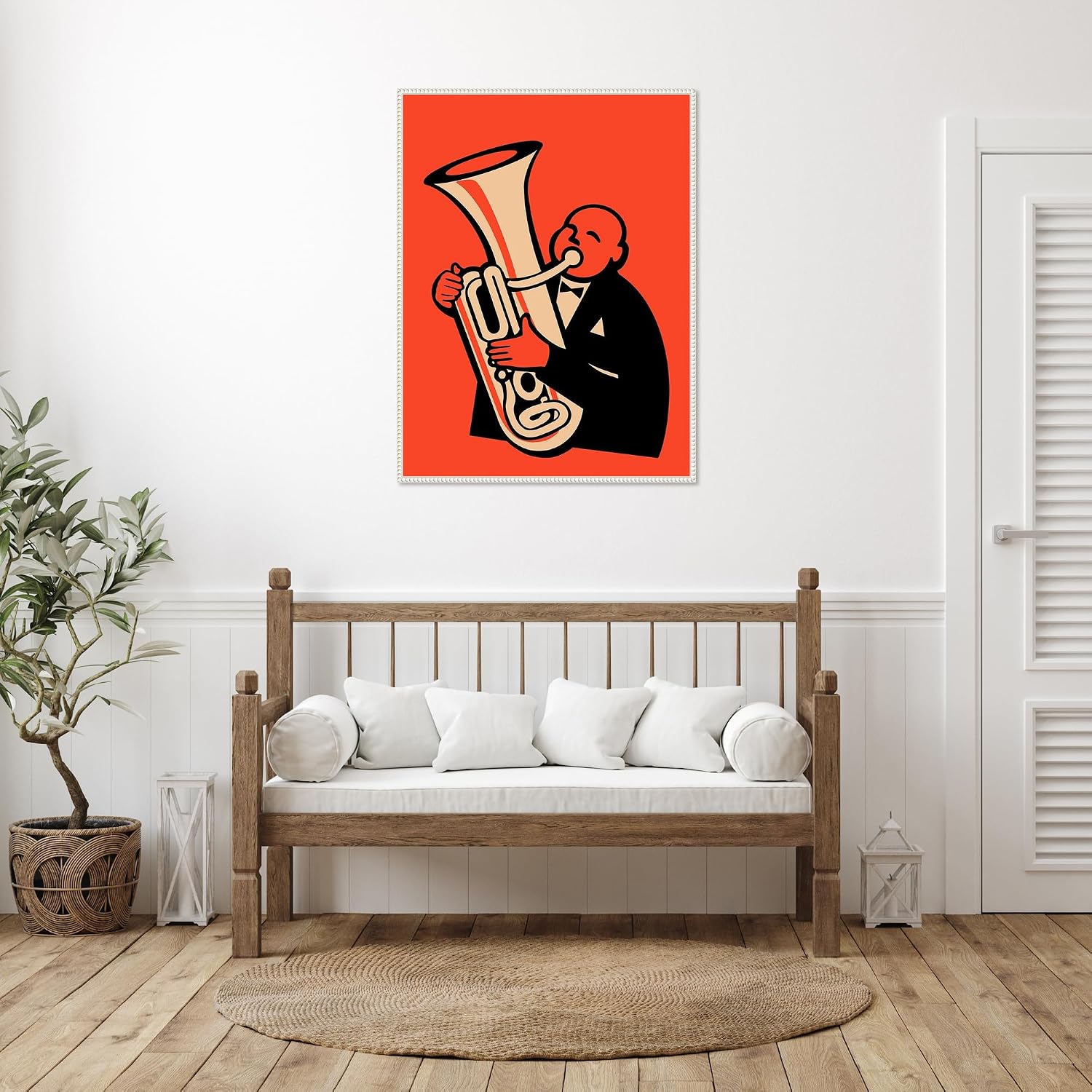 Amanti Art Framed Canvas Wall Art 42x32 The Tuba by Mark Rogan, Framed Wall Art Canvas, Music Artwork, Traditional Decor, Oversize Poster Painting for Living Room, Bedroom, Bathroom, Kitchen, Office